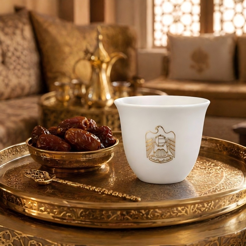 Ceașă Cawa de cafea arabă din China din os de aur cu relief personalizat