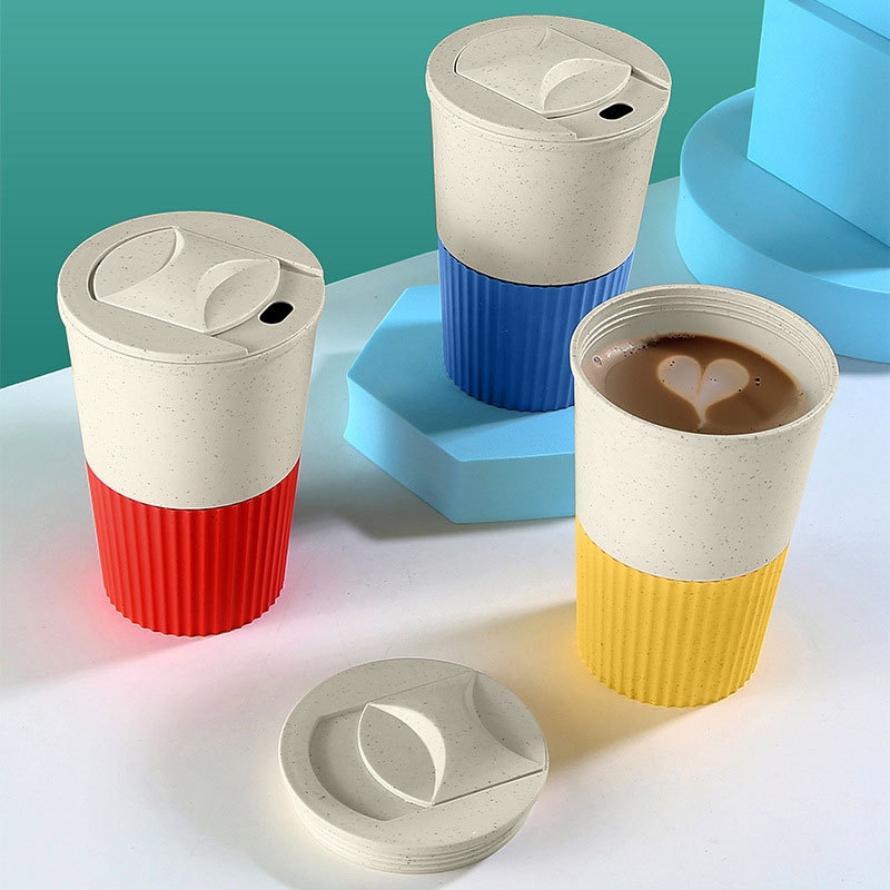 Cana de călătorie de cafea reutilizabilă din paie de grâu
