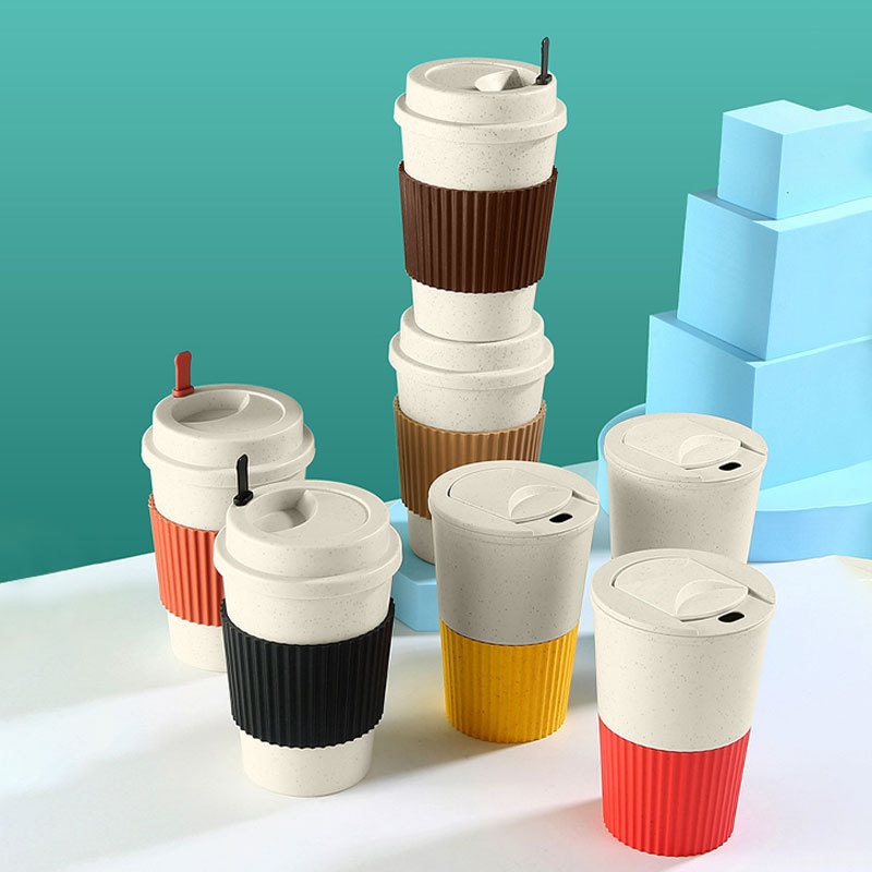 Cana de călătorie de cafea reutilizabilă din paie de grâu