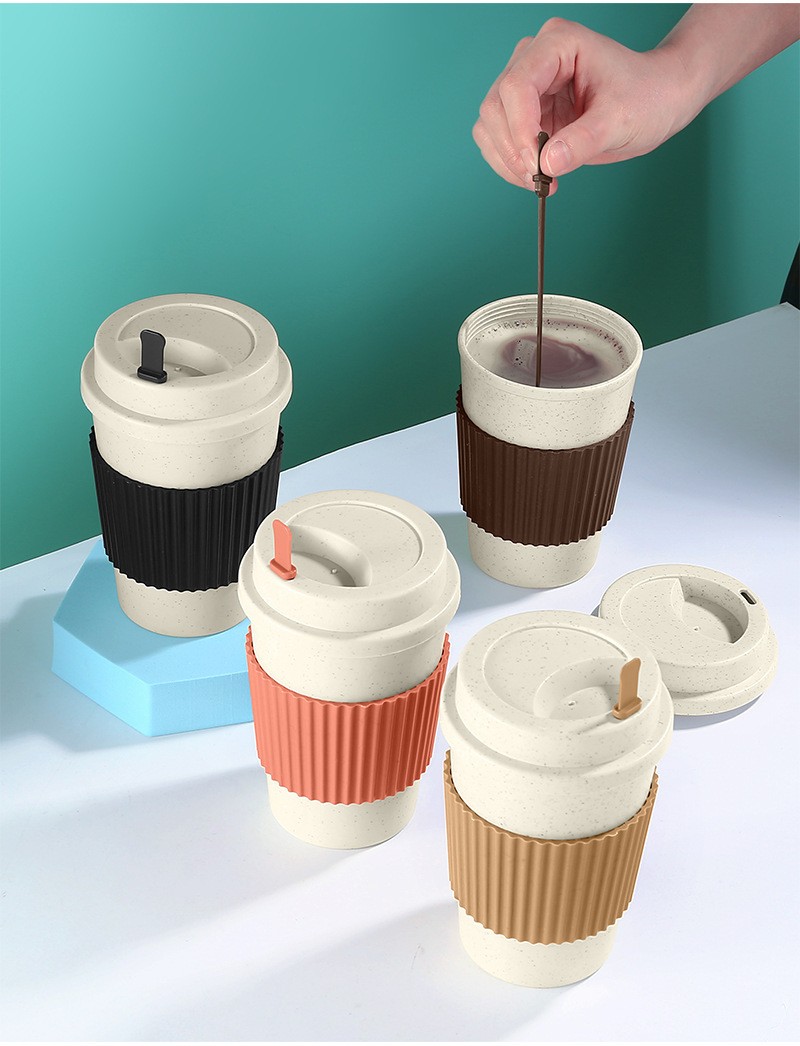 Cana de călătorie de cafea reutilizabilă din paie de grâu