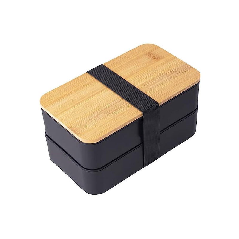 Set cutie de prânz Bento cu capac dublu din bambus