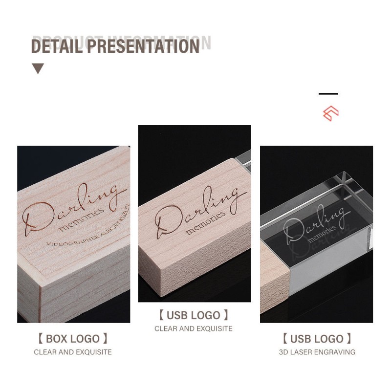Unitate flash USB personalizată Crystal Wood
