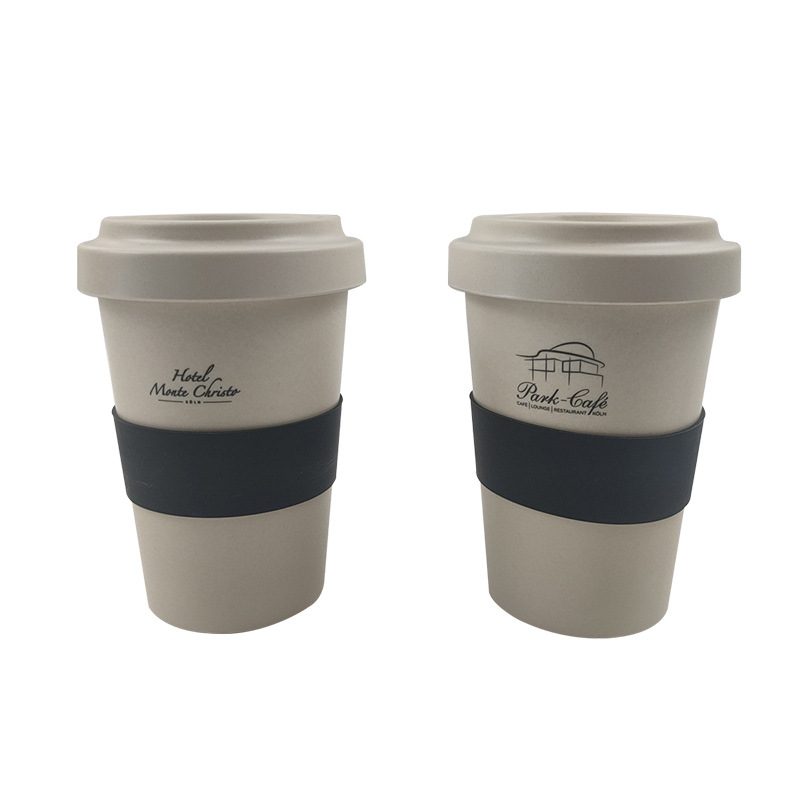 Ceașă de cafea reutilizabilă din fibră de bambus, cu capac de pudră de bambus Ceașă de cafea reutilizabilă din fibră de bambus, cu capac de pudră de bambus