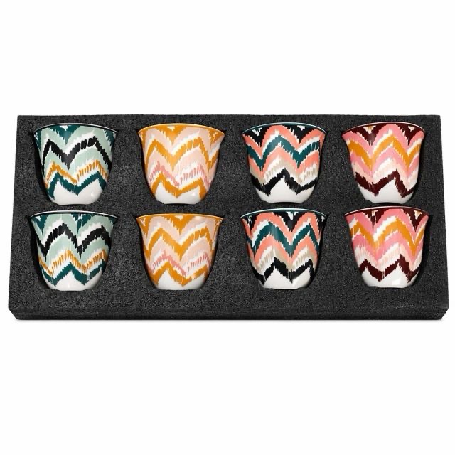 Set de cadou Boho Wave Ceramic Teacup 8buc pentru ceai espresso