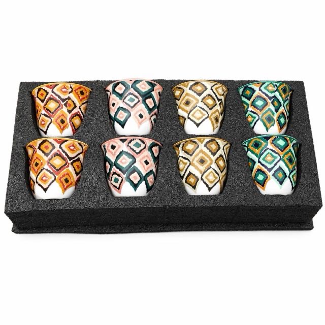 Set Cadou Boho Geometric Ceramic 8Buc Pentru Cafea Ceai