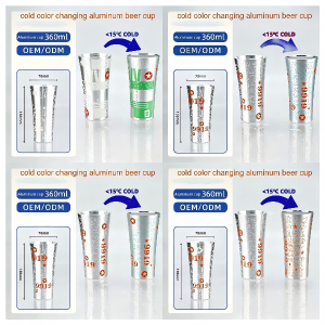 Cană de bere din aluminiu care schimbă culoarea la rece