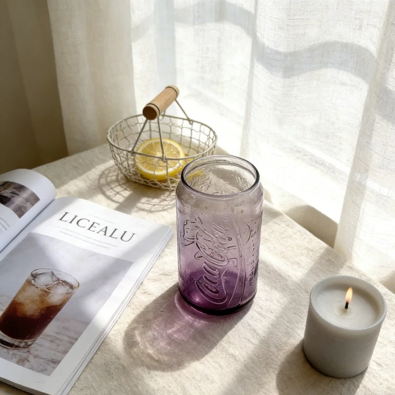 Gradually Changing Purple Embossed Glass Tumbler