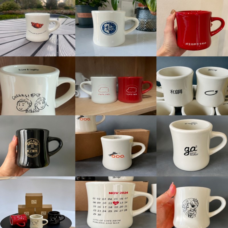 Cana de cafea din ceramică cu logo personalizat în formă de talie