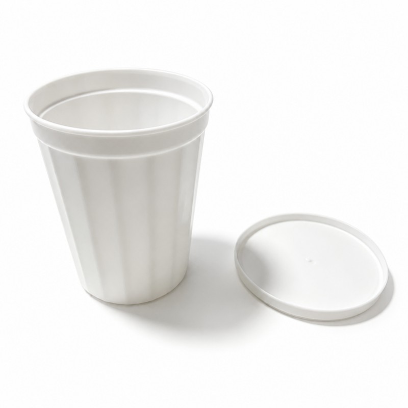 Pahar personalizat din plastic cu nervuri de 16 oz cu capac