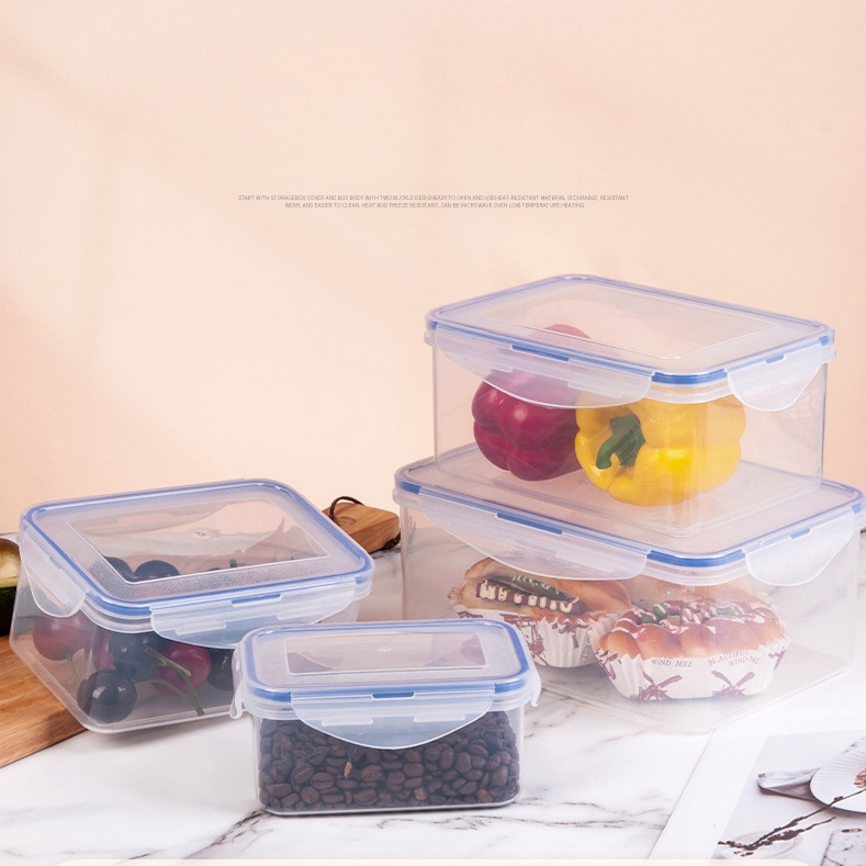 Recipiente din plastic pentru depozitarea alimentelor cu capace ermetice