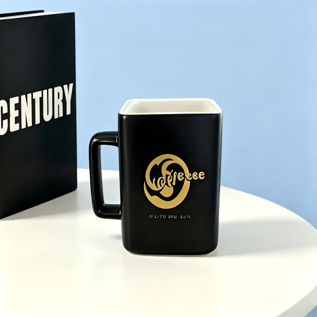 Cana de cafea din ceramica din folie de aur patrata