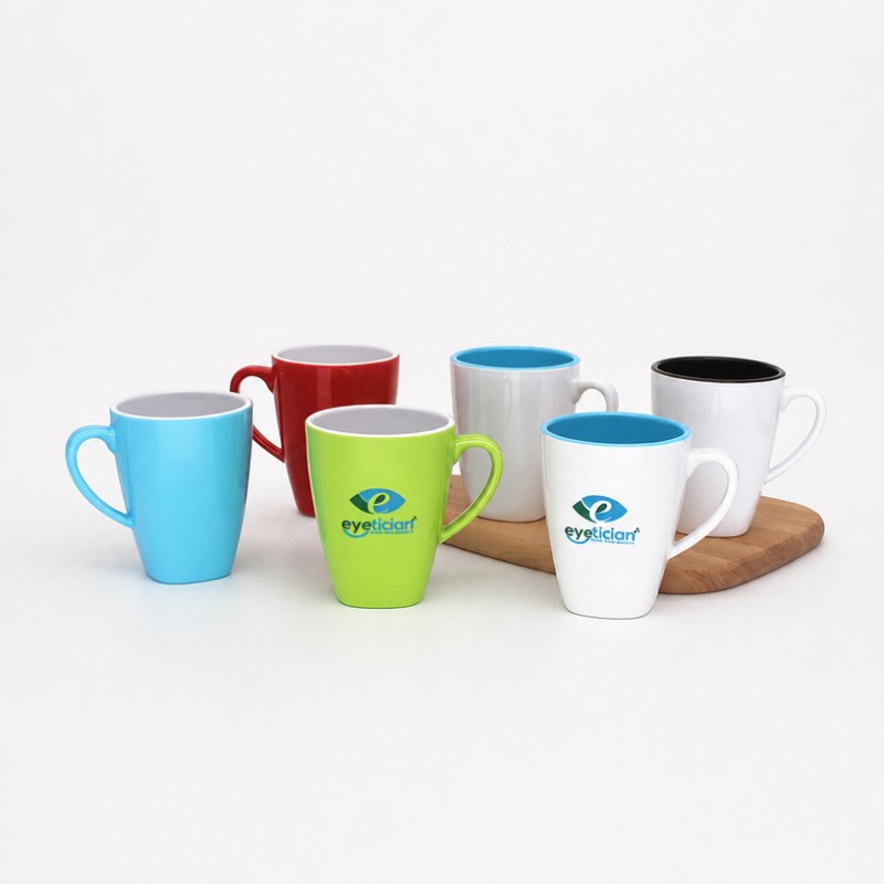 Cana de cafea din ceramică cu logo personalizat în două tonuri Cana de cafea din ceramică cu logo personalizat în două tonuri