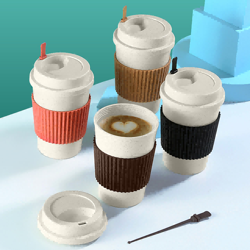Cana de călătorie de cafea reutilizabilă din paie de grâu